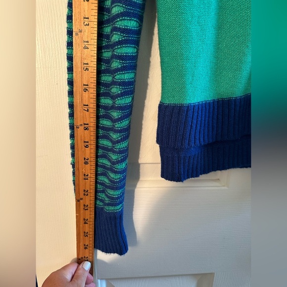 YOON Anthropologie S Lightweight Wool Cashmere Colorblock 1/2 Zip Cardi V Neck - Picture 9 of 12